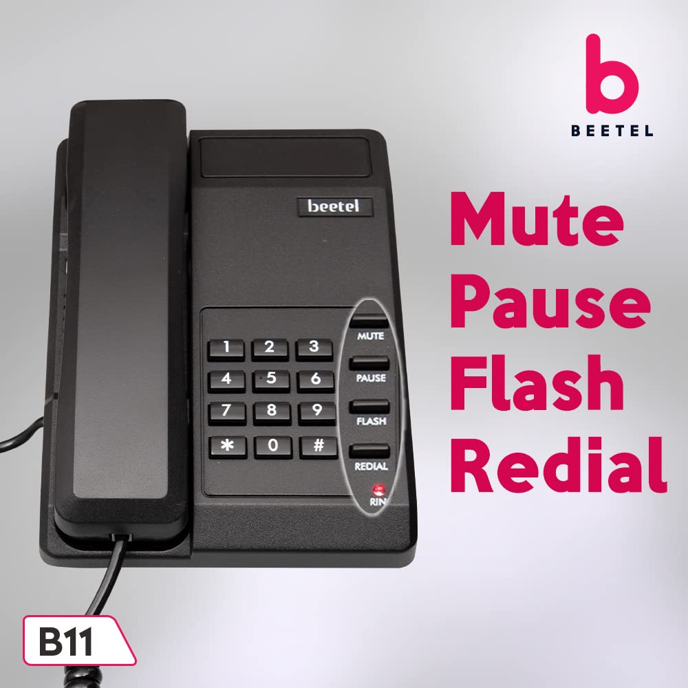 Beetel B17 Corded Landline Phone, Ringer Volume Control, LED for Ring  Indication, Wall/Desk Mountable,Elegant Design,Clear Call  Quality,Mute/Pause/Flash/Redial Function (Made In India)(Warm Grey)(B17) :  Amazon.in: Electronics